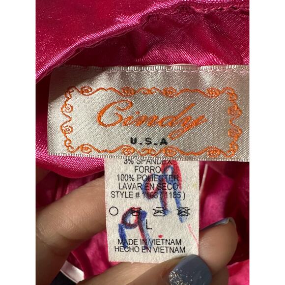 Cindy fuchsia satin party dress size large - Picture 3 of 13